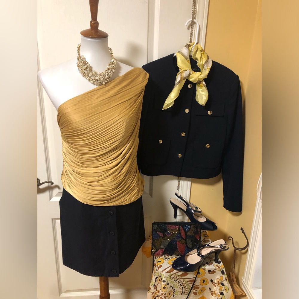 Joie NWT One-Shoulder pleated Ruched Top golden
